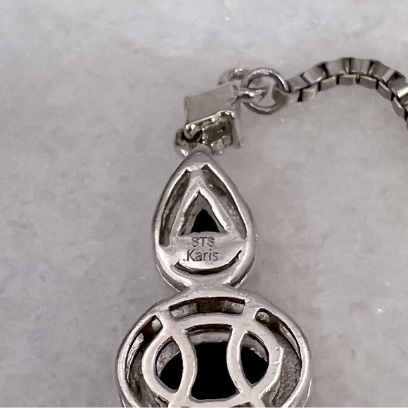 Thai Black Spinel Black Diamond Silver BOLO Bracelet - Picture 6 of 9